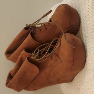 Faux Suede Wedge Booties